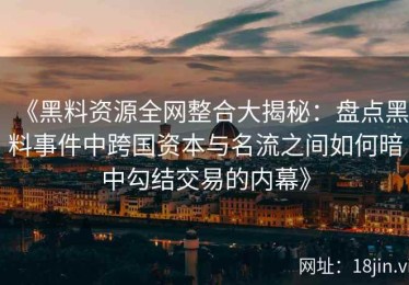 《黑料资源全网整合大揭秘：盘点黑料事件中跨国资本与名流之间如何暗中勾结交易的内幕》